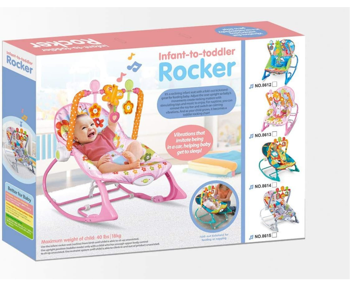 COOLBABY Chaise à bascule pour bébé, chaise à bascule de loisirs pour enfants, fauteuil inclinable pour bébé, lit à bascule multifonctionnel avec vibrations musicales