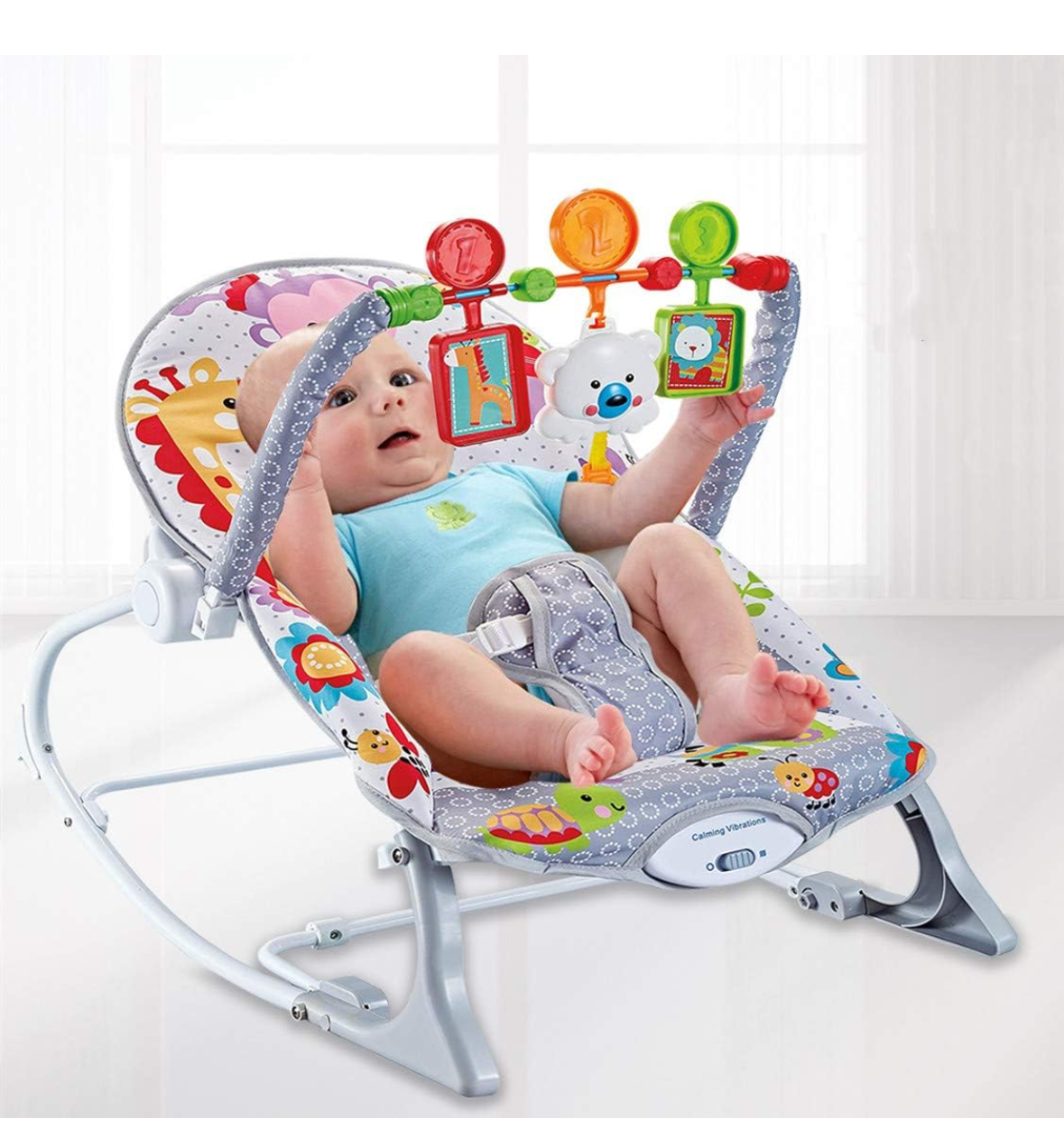 COOLBABY Chaise à bascule pour bébé, chaise à bascule de loisirs pour enfants, fauteuil inclinable pour bébé, lit à bascule multifonctionnel avec vibrations musicales