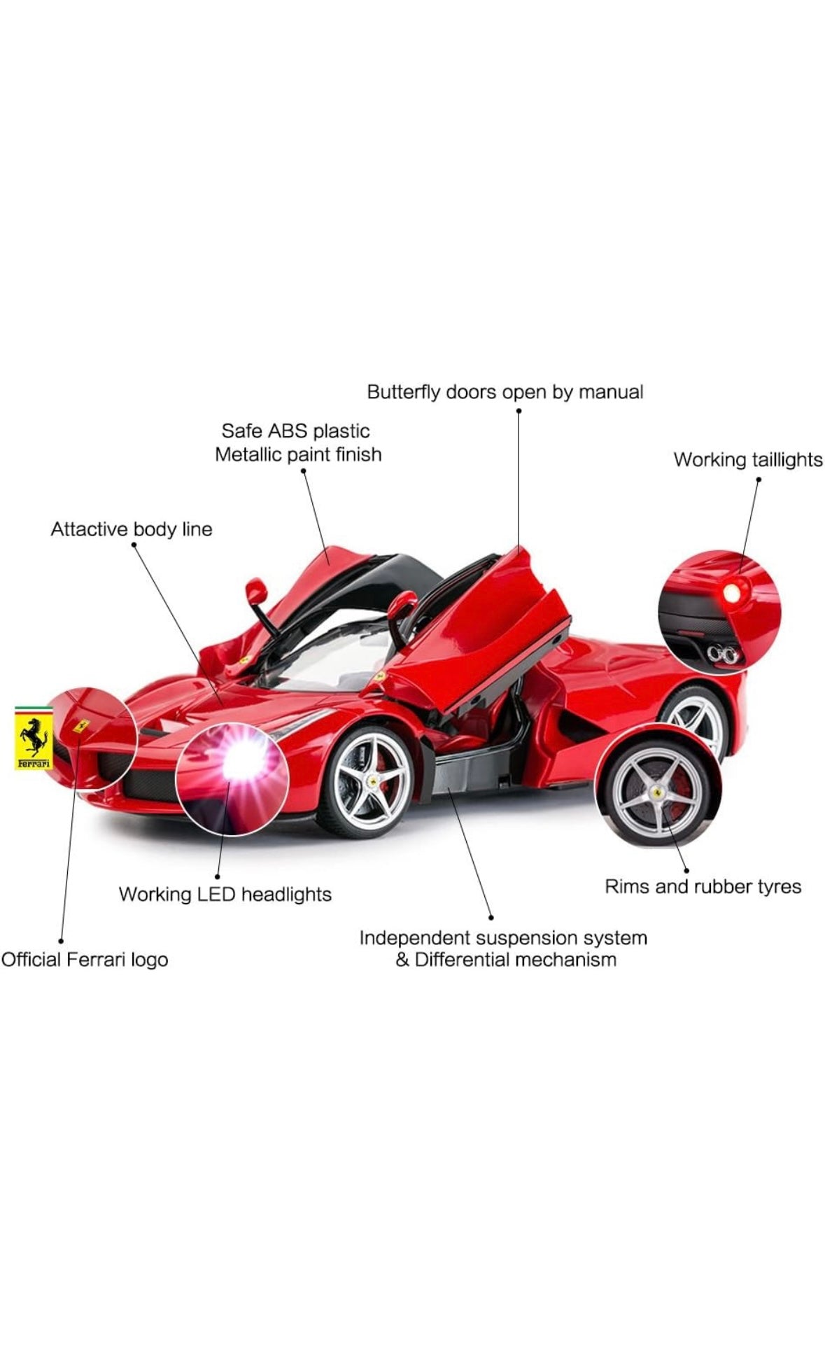 Voiture télécommandée RASTAR | Modèle de voiture jouet radiocommandée Ferrari LaFerrari à l'échelle 1/14 pour garçons et enfants, rouge